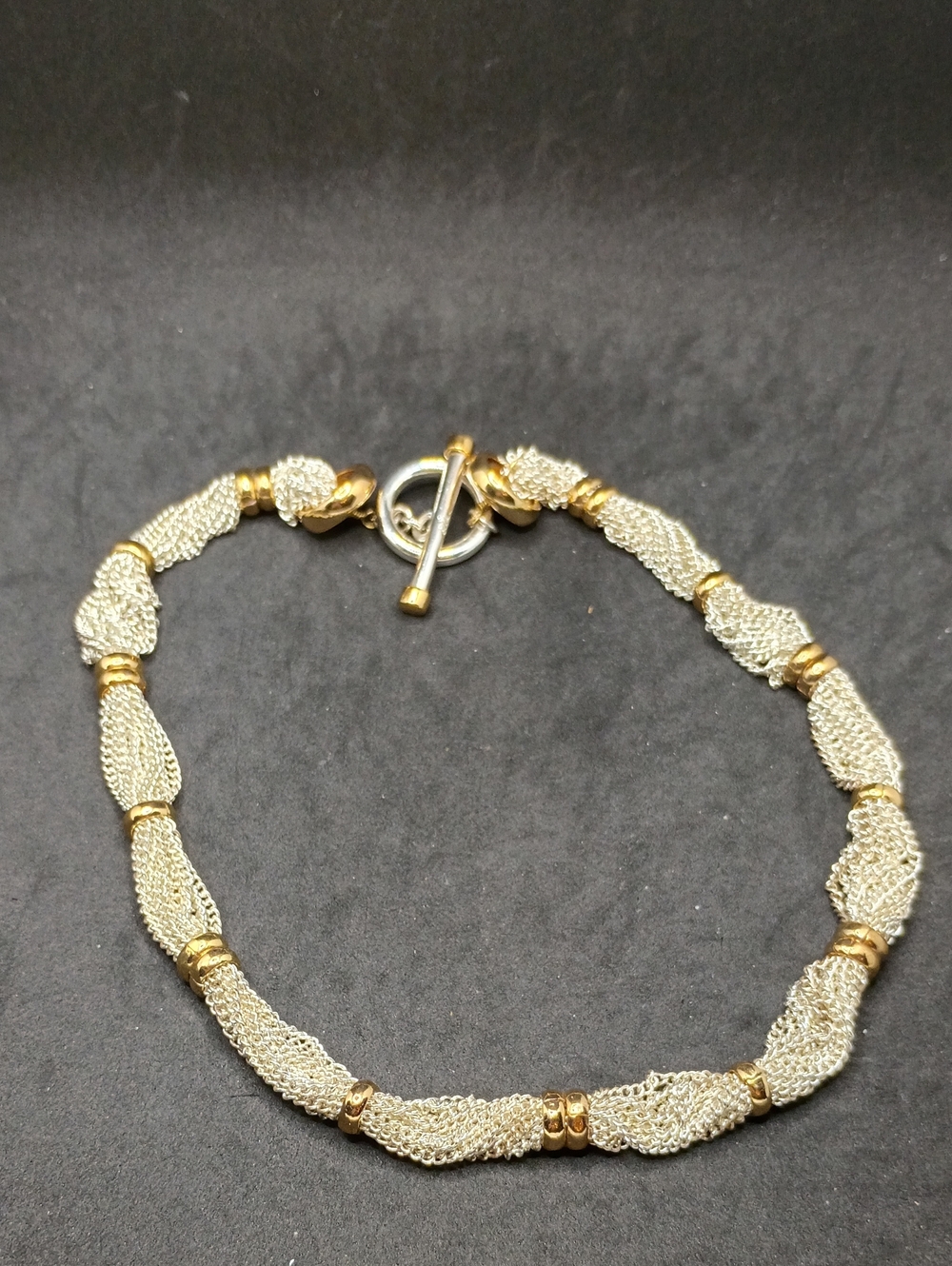 Lauren Ralph Lauren Two-Tone Gold Mesh Necklace with Toggle